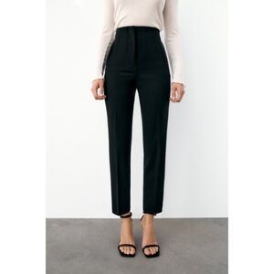 ZARA Women's Black High Rise high waisted tailored crop Pants size 12